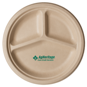 10 inch Kraft 3 Compartment Compostable Paper Plate