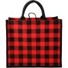 Buffalo Plaid Printed Jute Tote