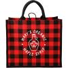 Buffalo Plaid Printed Jute Tote