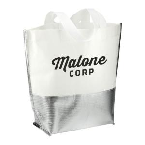 Large Laminated Metallic Bottom Tote