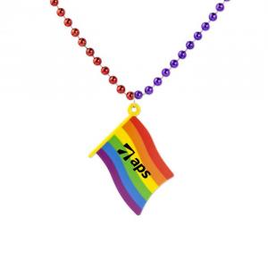Light Up LED Party Beads w/ Rainbow Flag Medallion