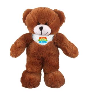 Soft Plush Stuffed Mocha Teddy Bear With Bandana 8"
