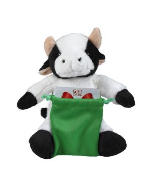 Soft Plush Cow With Gift Card Sack 8"