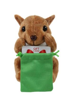 Soft Plush Squirrel With Gift Card Sack 8"