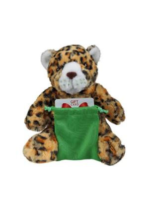 Soft Plush Leopard With Gift Card Sack 8"