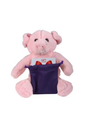 Soft Plush Pig With Gift Card Sack 8"