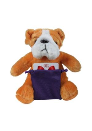 Soft Plush Bulldog With Gift Card Sack 8"