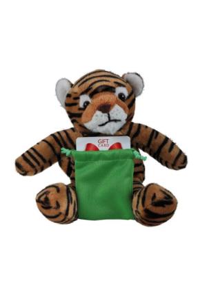 Soft Plush Tiger With Gift Card Sack 8"