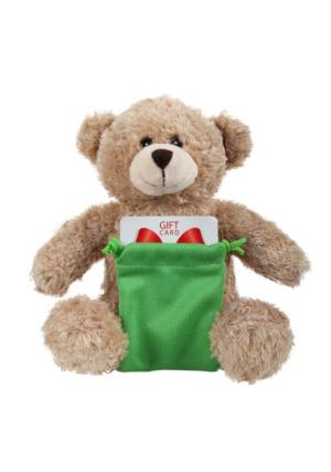 Soft Plush Tan Bear With Gift Card Sack 8"