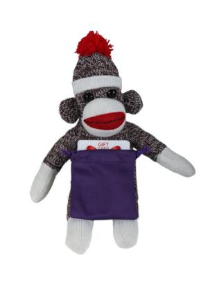 Soft Plush Original Sock Monkey With Gift Card Sack 10"