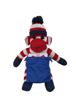 Soft Plush Patriotic Sock Monkey With Gift Card Sack 10"