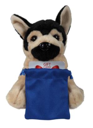 Soft Plush German Shepard with Gift Card Sack 8"