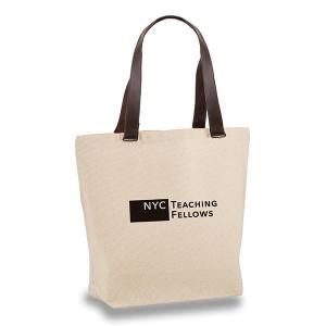 Faux Leather Handle Tote Bag